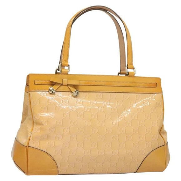 GUCCI GG Canvas Hand Bag Enamel Yellow Gold - Picture 1 of 15